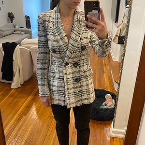 Zara Tweed Plaid Blazer